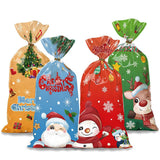 50 PCS Christmas Gift Bags with Assorted Christmas Prints for Xmas Gift Bags - 45-Degree Angle