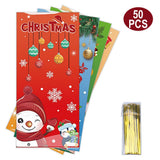 50 PCS Christmas Gift Bags with Assorted Christmas Prints for Xmas Gift Bags - Close-Up Angle