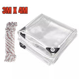 420GSM Heavy Duty Clear PVC Tarpaulin Cloth Transparent Tarps Grommets 3X4M - Front View