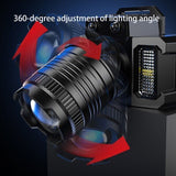 900000LM LED Headlamp Rechargeable Headlight Zoomable Head Torch Lamp Flashlight - 45-Degree Angle