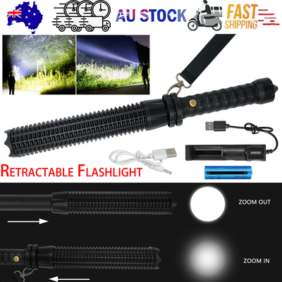 Baseball LED Flashlight Rechargeable Zoom Police Security Torch Baton Lamp Light
