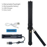 Baseball LED Flashlight Rechargeable Zoom Police Security Torch Baton Lamp Light - Front View