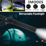 Baseball LED Flashlight Rechargeable Zoom Police Security Torch Baton Lamp Light - Top-Down View