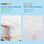 1500GSM Bamboo Mattress Topper Extra Thick 10CM Bed Topper King Single: 107 x 203 + 40 cm