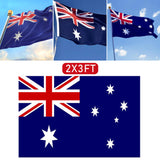 2 Pack Australian Aussie Flag Australia Anzac Day Oz AU 2x3ft 60x90cm Polyester - Top-Down View