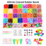 40Grids Rainbow Loom Bands Rubber Bracelet Making Kit S Clips Beads DIY Toys - 45-Degree Angle