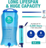 Survival Portable Water Purifier Filter Straw Gravity Water Filtration System 3L - Top-Down View