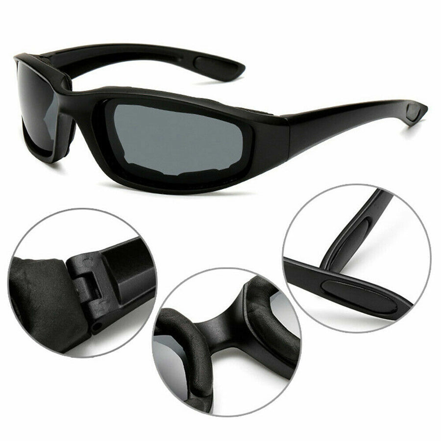 3pcs Chopper Foam Padded Motorcycle Riding Glasses Sunglasses Windproof Goggles