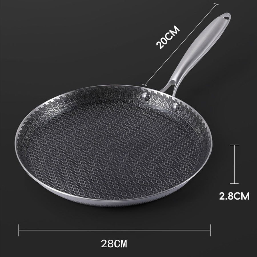 28cm Stainless Steel Crepe Pan Non-Stick Pan Honeycomb Coating Frying Pan Pizza6299
