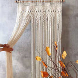 2m Heavy Duty Macrame Curtain Boho Woven Wall Hanging Window Doorway Wedding - Front View