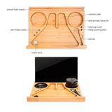 Wooden Storage Chest With Movable Tray Wood Lockable Stash Box Rolling Tray Gift - Side View