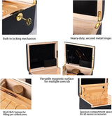 Wooden Storage Chest With Movable Tray Wood Lockable Stash Box Rolling Tray Gift - 45-Degree Angle