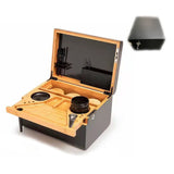 Wooden Storage Chest With Movable Tray Wood Lockable Stash Box Rolling Tray Gift - Rear View