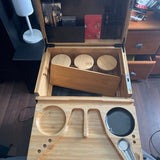Wooden Storage Chest With Movable Tray Wood Lockable Stash Box Rolling Tray Gift - Close-Up Angle