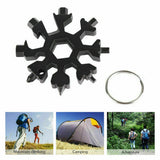 18 in 1 Multi-tool Snowflake Bottle Opener Stainless Keychain Wrench Screwdriver Black - Side View