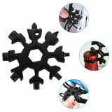18 in 1 Multi-tool Snowflake Bottle Opener Stainless Keychain Wrench Screwdriver Black - 45-Degree Angle