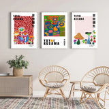 Wall Art 60cmx90cm By Yayoi Kusama 3 Sets White Frame Canvas - Front View
