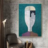Wall Art 70cmx100cm Abstract Man Gold Frame Canvas - Front View