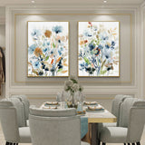 Wall Art 40cmx60cm Colourful Floras Watercolour style 2 Sets Gold Frame Canvas - Front View