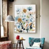 Wall Art 60cmx90cm Colourful Floras Watercolour style 2 Sets Gold Frame Canvas - Side View