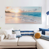 Wall Art 40cmx80cm Ocean and Beach White Frame Canvas - Front View