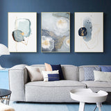 Wall Art 50cmx70cm Marbled Light Grey 3 Sets Gold Frame Canvas - Side View