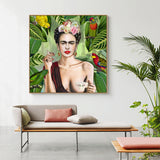 Wall Art 70cmx70cm Self Portrait by Frida Kahlo Wood Frame Canvas - Front View