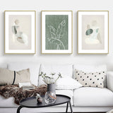 Wall Art 50cmx70cm Abstract body and leaves 3 Sets Gold Frame Canvas - Front View