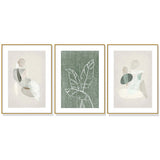 Wall Art 60cmx90cm Abstract body and leaves 3 Sets Gold Frame Canvas