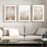 Wall Art 60cmx90cm Dried Flower 3 Sets Wood Frame Canvas - Front View