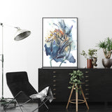Wall Art 50cmx70cm Watercolor Style Abstract Flower 3 Sets Black Frame Canvas - Top-Down View
