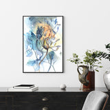 Wall Art 60cmx90cm Watercolor Style Abstract Flower 3 Sets Black Frame Canvas - Side View