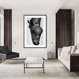 Wall Art 50cmx70cm Modern Black Horse Black Frame Canvas - Front View