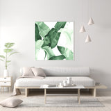 Wall Art 70cmx70cm Tropical Leaves Square Size White Frame Canvas - Side View