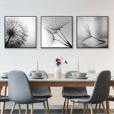 Wall Art 70cmx70cm Botanical dandelions 3 Sets Black Frame Canvas - Side View