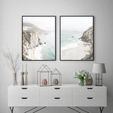 Wall Art 40cmx60cm Mountain Beach 2 Sets Black Frame Canvas - Side View