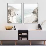 Wall Art 50cmx70cm Mountain Beach 2 Sets Black Frame Canvas - Top-Down View