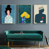 Wall Art 50cmx70cm Modern Figure 3 Sets Gold Frame Canvas - Front View