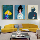 Wall Art 50cmx70cm Modern Figure 3 Sets Gold Frame Canvas - Side View