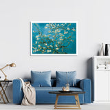 Wall Art 70cmx100cm Van Gogh Almond Blossom White Frame Canvas - Side View