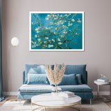 Wall Art 70cmx100cm Van Gogh Almond Blossom White Frame Canvas - Front View