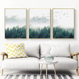 Wall Art 60cmx90cm Mystical Forest 3 Sets Gold Frame Canvas