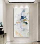 Wall Art 40cmx80cm Abstract Watercolour Style Black Frame Canvas - Side View