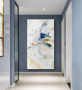 Wall Art 50cmx100cm Abstract Watercolour Style Black Frame Canvas - Top-Down View