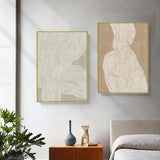 Wall Art 50cmx70cm Abstract Line 2 Sets Gold Frame Canvas - Side View