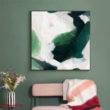 Wall Art 70cmx70cm French Abstract Green Black Frame Canvas - Side View