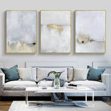Wall Art 40cmx60cm Abstract golden white 3 Sets Gold Frame Canvas - Front View