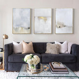 Wall Art 60cmx90cm Abstract golden white 3 Sets Gold Frame Canvas - Side View