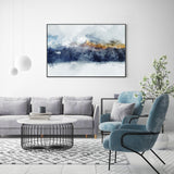 Wall Art 60cmx90cm Abstract Sunlight Mountains Black Frame Canvas - Front View