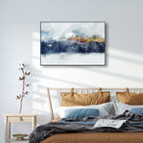 Wall Art 60cmx90cm Abstract Sunlight Mountains Black Frame Canvas - Side View